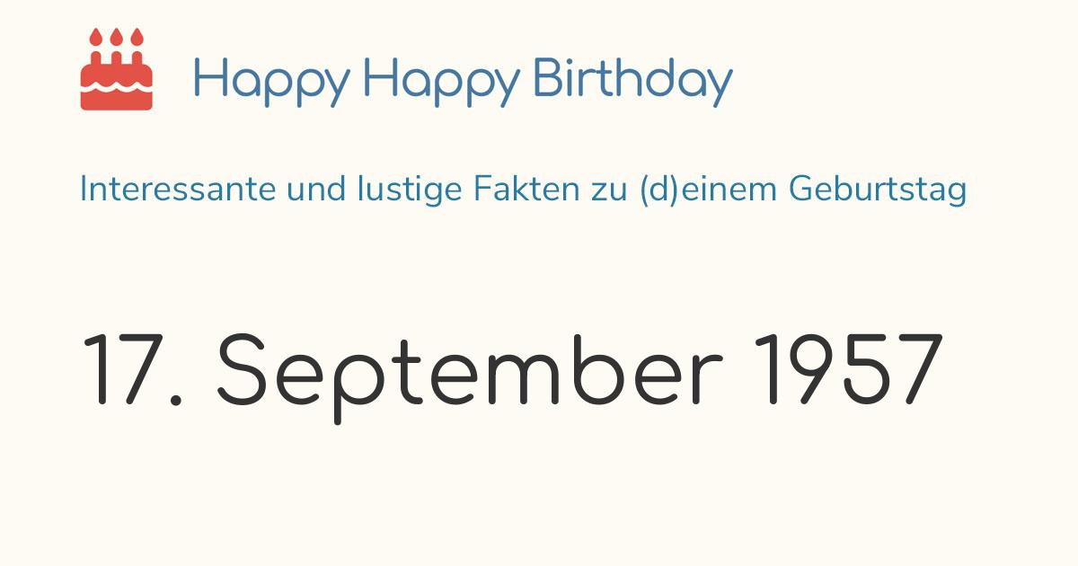 17. September 1957 (Dienstag): Geburtstag, Sternzeichen ...