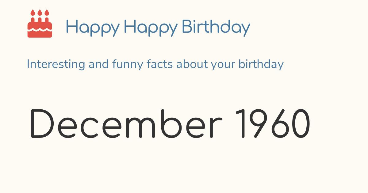 December 1960: Calendar birthday Zodiac