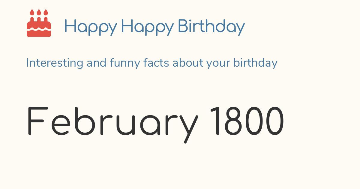 February 1800: Calendar birthday Zodiac