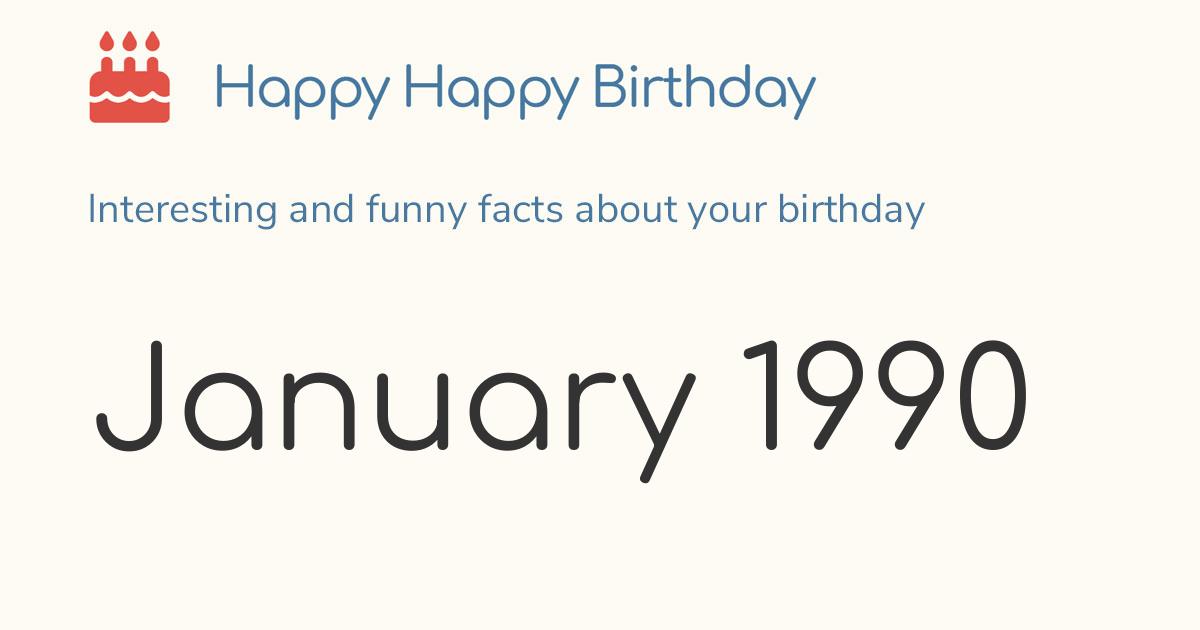 January 1990: Calendar birthday Zodiac
