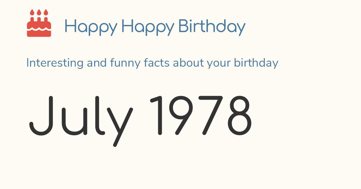 July 1978: Calendar birthday Zodiac