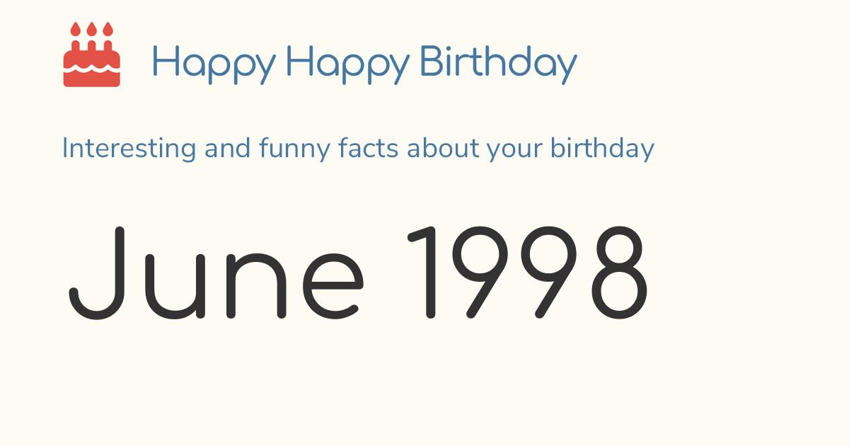 June 1998: Calendar birthday Zodiac