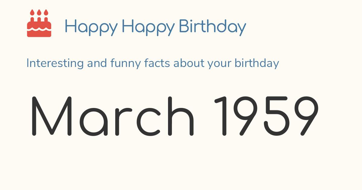 March 1959: Calendar birthday Zodiac