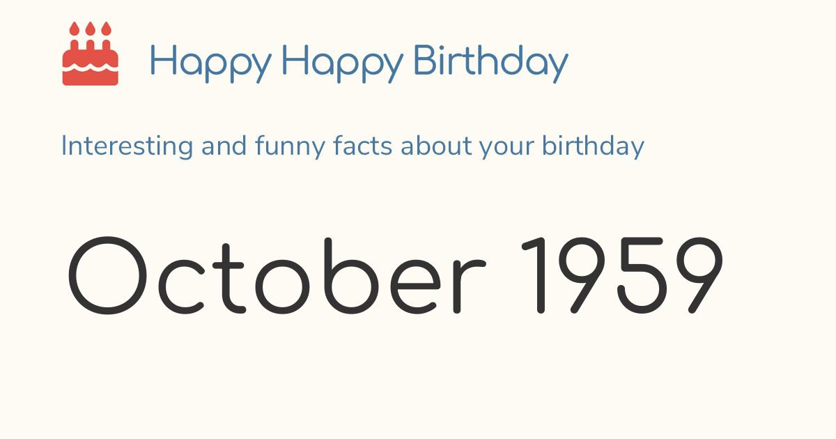October 1959: Calendar birthday Zodiac