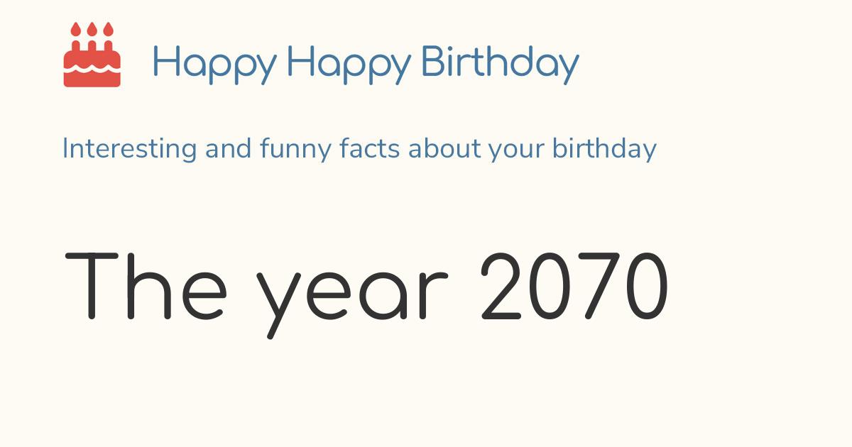 The year 2070: Calendar, history and birthdays